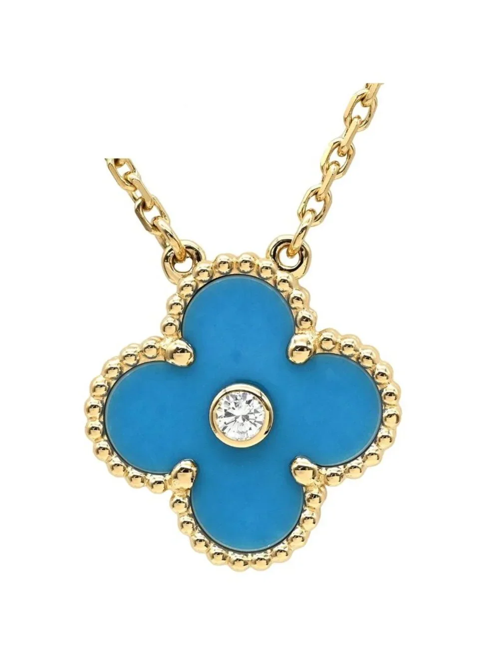 Van Cleef & Arpels Necklace Vintage Alhambra Blue Yellow Gold Limited Edition